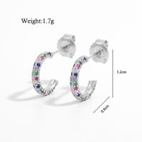 1 Pair Elegant Simple Style C Shape Water Droplets Solid Color Plating Inlay Sterling Silver Zircon White Gold Plated Rhodium Plated Ear Studs main image 4