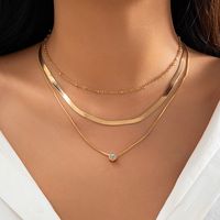 Style Simple Style Classique Commuer Rond Alliage Le Cuivre Placage Incruster Strass Collier sku image 1