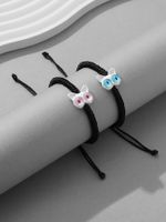 Casual Cute Funny Cat Synthetic Resin Synthetic Fibre Alloy Inlay Resin Couple Drawstring Bracelets main image 1