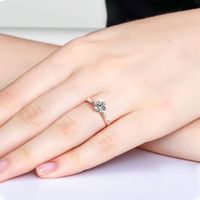 Elegant Shiny Round Sterling Silver Gra Plating Inlay Moissanite 18k Gold Plated Open Rings main image 5