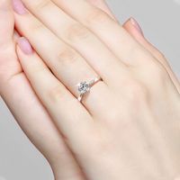 Elegant Shiny Round Sterling Silver Gra Plating Inlay Moissanite 18k Gold Plated Open Rings main image 3