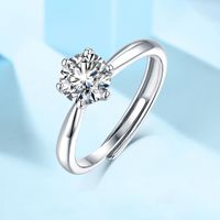 Elegant Shiny Round Sterling Silver Gra Plating Inlay Moissanite 18k Gold Plated Open Rings main image 4