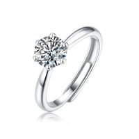 Elegant Shiny Round Sterling Silver Gra Plating Inlay Moissanite 18k Gold Plated Open Rings main image 6