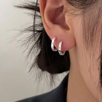 1 Paar Einfacher Stil Glänzend Geometrisch Inlay Kupfer Zirkon Ohrringe sku image 2