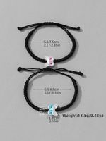 Casual Cute Funny Cat Synthetic Resin Synthetic Fibre Alloy Inlay Resin Couple Drawstring Bracelets main image 2