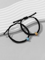 Casual Cute Funny Fish Synthetic Fibre Alloy Knitting Enamel Couple Drawstring Bracelets main image 4