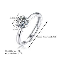 Elegant Shiny Round Sterling Silver Gra Plating Inlay Moissanite 18k Gold Plated Open Rings main image 2
