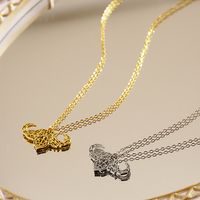 304 Stainless Steel 18K Gold Plated Simple Style Cool Style Plating Hollow Out Cattle Pendant Necklace main image 1