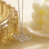 304 Stainless Steel 18K Gold Plated Simple Style Cool Style Plating Hollow Out Cattle Pendant Necklace main image 4