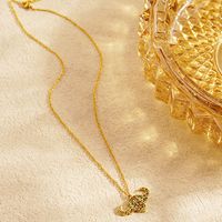304 Stainless Steel 18K Gold Plated Simple Style Cool Style Plating Hollow Out Cattle Pendant Necklace main image 5