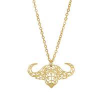 304 Stainless Steel 18K Gold Plated Simple Style Cool Style Plating Hollow Out Cattle Pendant Necklace main image 6