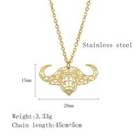 304 Stainless Steel 18K Gold Plated Simple Style Cool Style Plating Hollow Out Cattle Pendant Necklace sku image 2