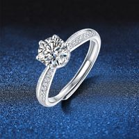 Elegant Luxurious Round Sterling Silver Gra Plating Inlay Moissanite 18k Gold Plated Open Rings main image 6