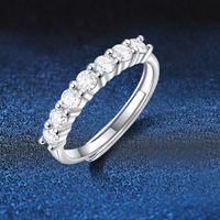 Elegant Luxurious Classic Style Round Sterling Silver Gra Plating Inlay Moissanite 18k Gold Plated Open Rings main image 1