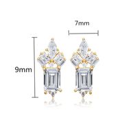 1 Pair Ig Style Simple Style Rectangle Inlay Copper Zircon Ear Studs main image 2