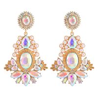 1 Pair Retro Shiny Oval Water Droplets Plating Inlay Zinc Alloy Artificial Pearls Glass Drop Earrings main image 9