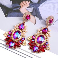 1 Pair Retro Shiny Oval Water Droplets Plating Inlay Zinc Alloy Artificial Pearls Glass Drop Earrings main image 6