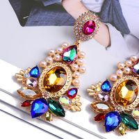 1 Pair Retro Shiny Oval Water Droplets Plating Inlay Zinc Alloy Artificial Pearls Glass Drop Earrings main image 7