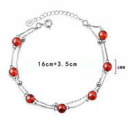 Simple Style Round Garnet Beaded Layered Women's Bracelets main image 2