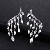 1 Pair Simple Style Shiny Wings Plating Inlay Alloy Zircon Silver Plated Ear Studs main image 4