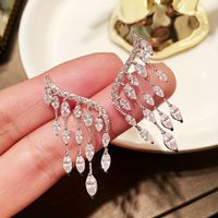 1 Pair Simple Style Shiny Wings Plating Inlay Alloy Zircon Silver Plated Ear Studs main image 1