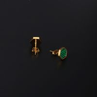 1 Pair Elegant Vintage Style Simple Style Hexagon Plating Inlay 304 Stainless Steel Malachite 18K Gold Plated Ear Studs main image 5