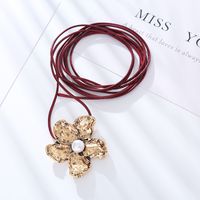 Vacation Flower Alloy Rope Plating Inlay Pearl Plated Ancient & Gold Women's Choker main image 5