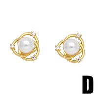 1 Pair Modern Style Simple Style Rabbit Flower Bow Knot Plating Inlay Copper Pearl Zircon 18k Gold Plated Ear Studs main image 7