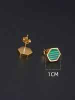 1 Pair Elegant Vintage Style Simple Style Hexagon Plating Inlay 304 Stainless Steel Malachite 18K Gold Plated Ear Studs main image 2