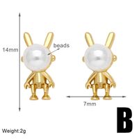 1 Pair Modern Style Simple Style Rabbit Flower Bow Knot Plating Inlay Copper Pearl Zircon 18k Gold Plated Ear Studs sku image 1