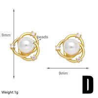 1 Pair Modern Style Simple Style Rabbit Flower Bow Knot Plating Inlay Copper Pearl Zircon 18k Gold Plated Ear Studs sku image 2