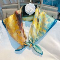Women's Simple Style Classic Style Color Block Mulberry Silk Printing Silk Scarf sku image 3