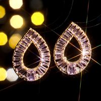 1 Pair Elegant Water Droplets Inlay Alloy Rhinestones Zircon Drop Earrings sku image 3