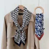 Women's Simple Style Commute Color Block Polyester Printing Silk Scarf main image 1