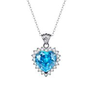 Elegant Shiny Heart Shape Sterling Silver Inlay Zircon Pendant Necklace main image 5