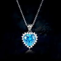 Elegant Shiny Heart Shape Sterling Silver Inlay Zircon Pendant Necklace main image 3