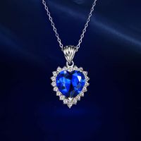 Elegant Shiny Heart Shape Sterling Silver Inlay Zircon Pendant Necklace sku image 1