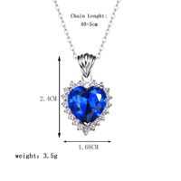 Elegant Shiny Heart Shape Sterling Silver Inlay Zircon Pendant Necklace main image 2
