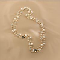 Ig Style Casual Flower Alloy Pearl Women's Sweater Chain Necklace main image 4