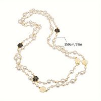 Ig Style Casual Flower Alloy Pearl Women's Sweater Chain Necklace main image 2