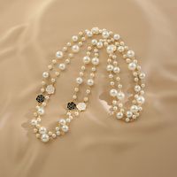 Ig Style Casual Flower Alloy Pearl Women's Sweater Chain Necklace main image 5