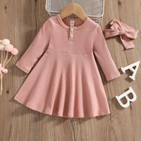 Casual Solid Color Cotton Girls Dresses main image 3
