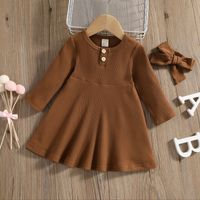 Casual Solid Color Cotton Girls Dresses main image 4
