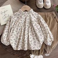 Cute Flower Polyester Girls Clothing Sets main image 3
