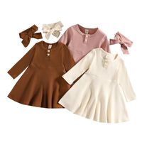 Casual Solid Color Cotton Girls Dresses main image 2