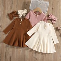 Casual Solid Color Cotton Girls Dresses main image 1