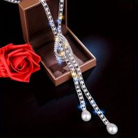 Ig Style Shiny Water Droplets Alloy Inlay Rhinestones Pearl Women's Necklace main image 6