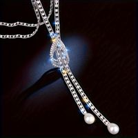 Ig Style Shiny Water Droplets Alloy Inlay Rhinestones Pearl Women's Necklace main image 5
