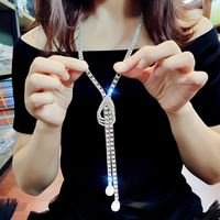 Ig Style Shiny Water Droplets Alloy Inlay Rhinestones Pearl Women's Necklace main image 1