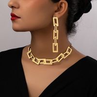 Hip-hop Simple Style Geometric Alloy Plating Women's Earrings Necklace main image 1